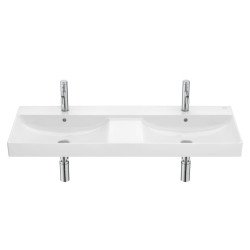 Lavabo de Fineceramic® mural doble - Blanco brillo