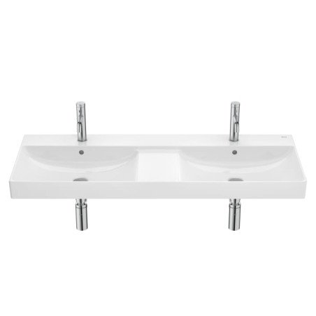 Lavabo de Fineceramic® mural doble - Blanco brillo