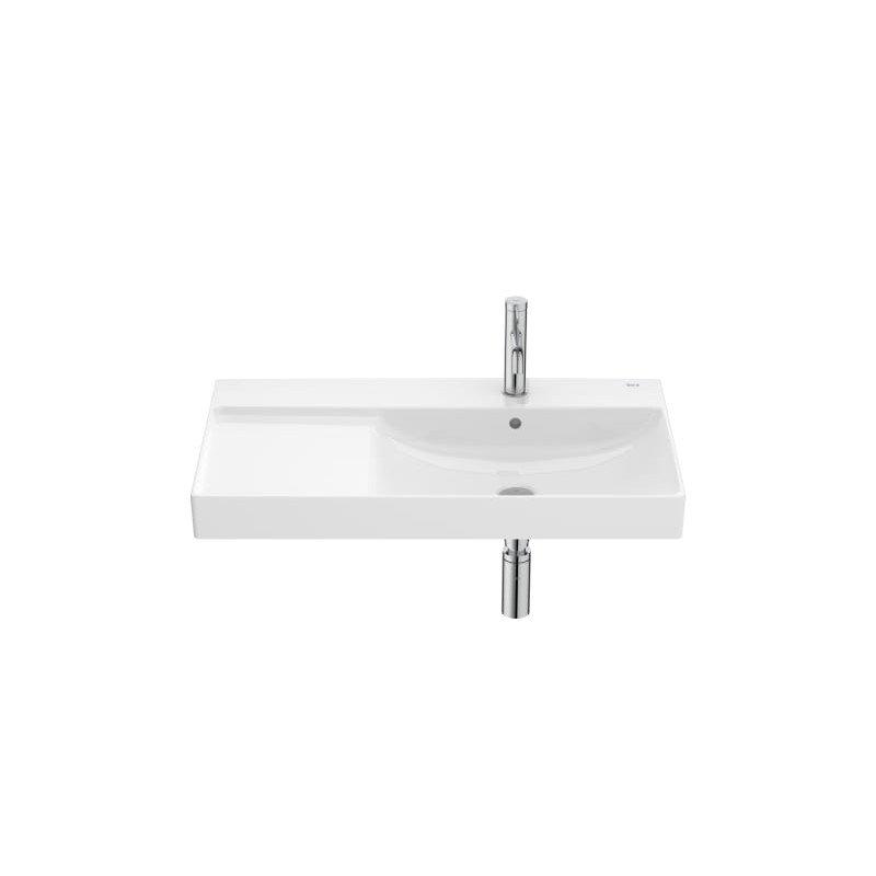 Lavabo asimétrico de Fineceramic® mural - Blanco brillo