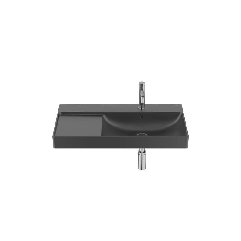 Lavabo asimétrico de Fineceramic® mural - Negro mate