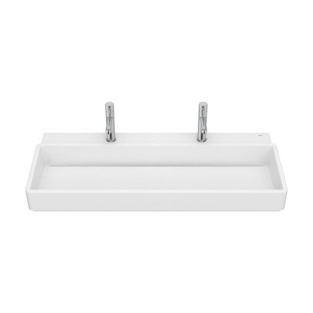 Vasque murale 2 trous pour robinetterie - Blanc mat