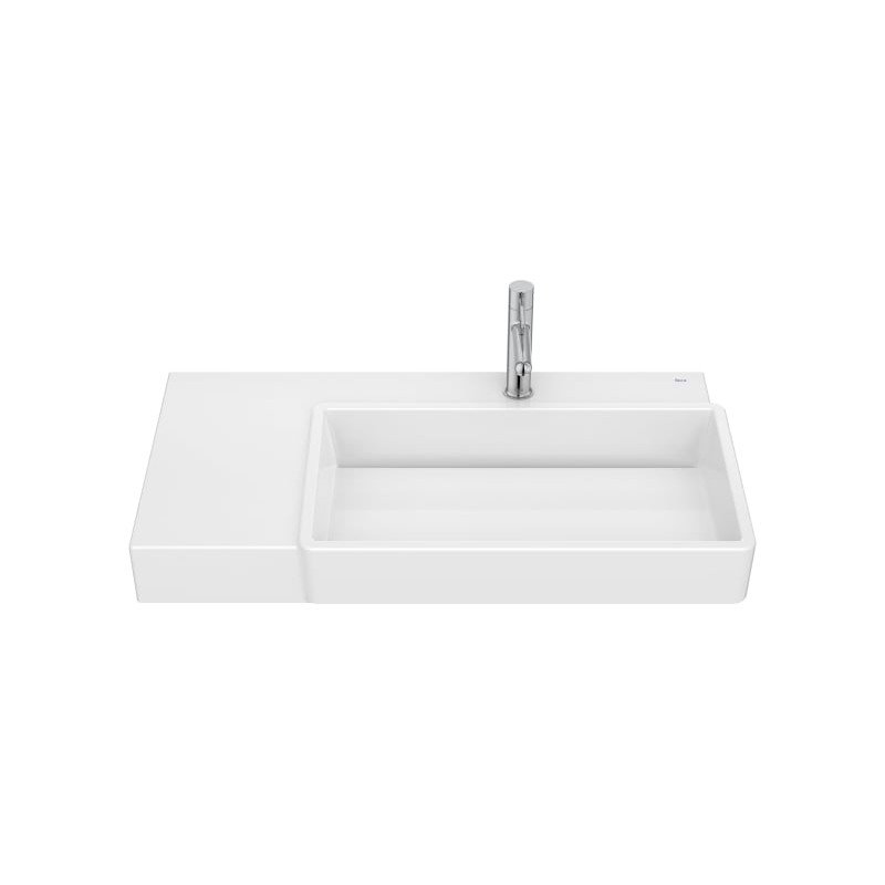 Lavabo asimétrico mural con cubeta a la derecha - Blanco