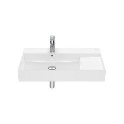 Lavabo asimétrico de Fineceramic® mural - Blanco