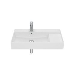 Lavabo asimétrico de Fineceramic® mural - Blanco mate