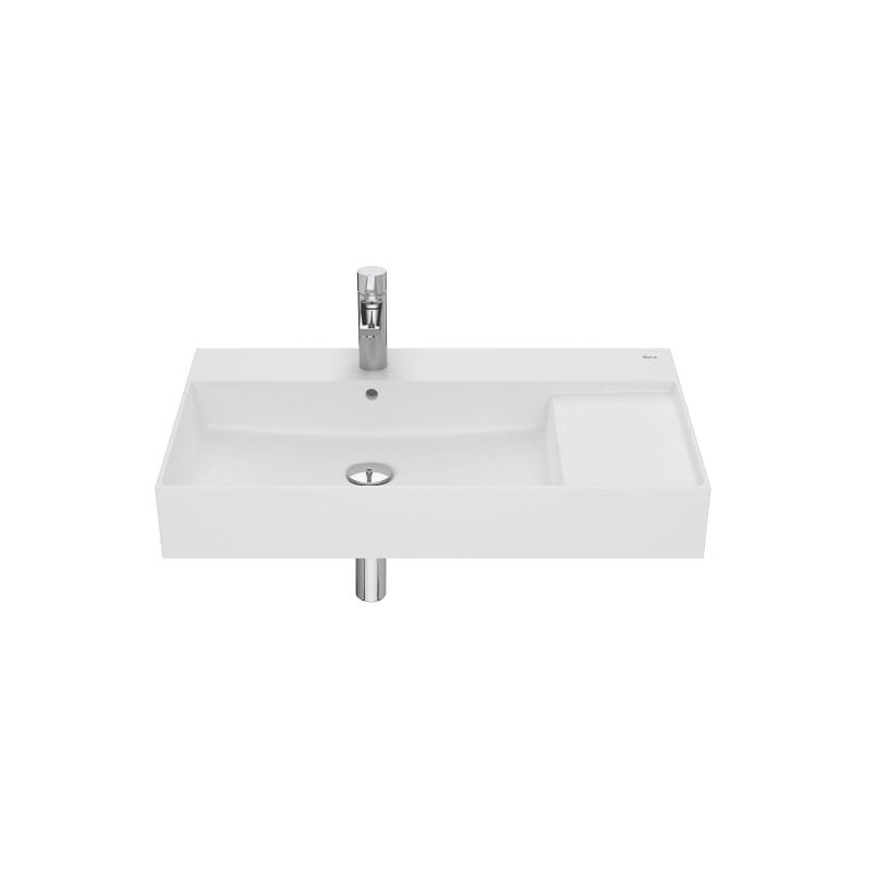 Lavabo asimétrico de Fineceramic® mural - Blanco mate