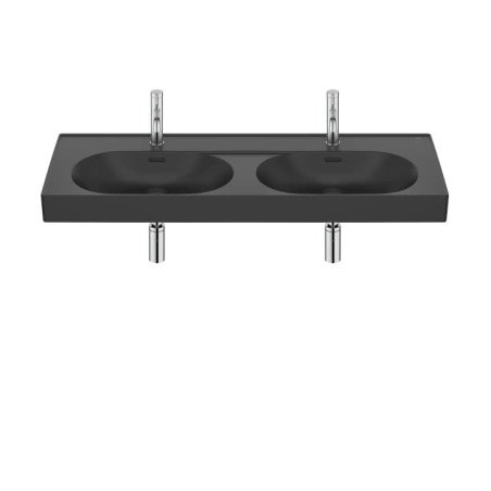 Lavabo de Fineceramic® mural doble - Negro mate