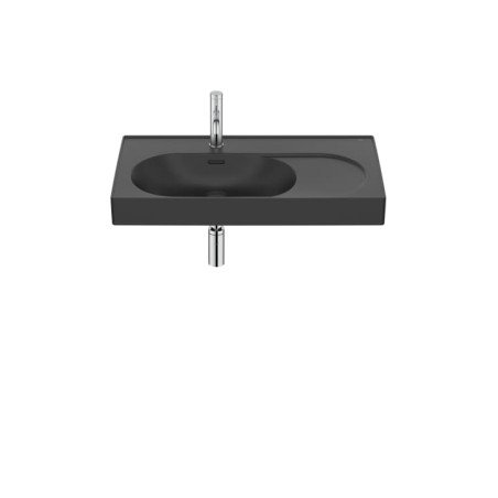 Vasque asymétrique compacte murale Fineceramic® - Noir mat