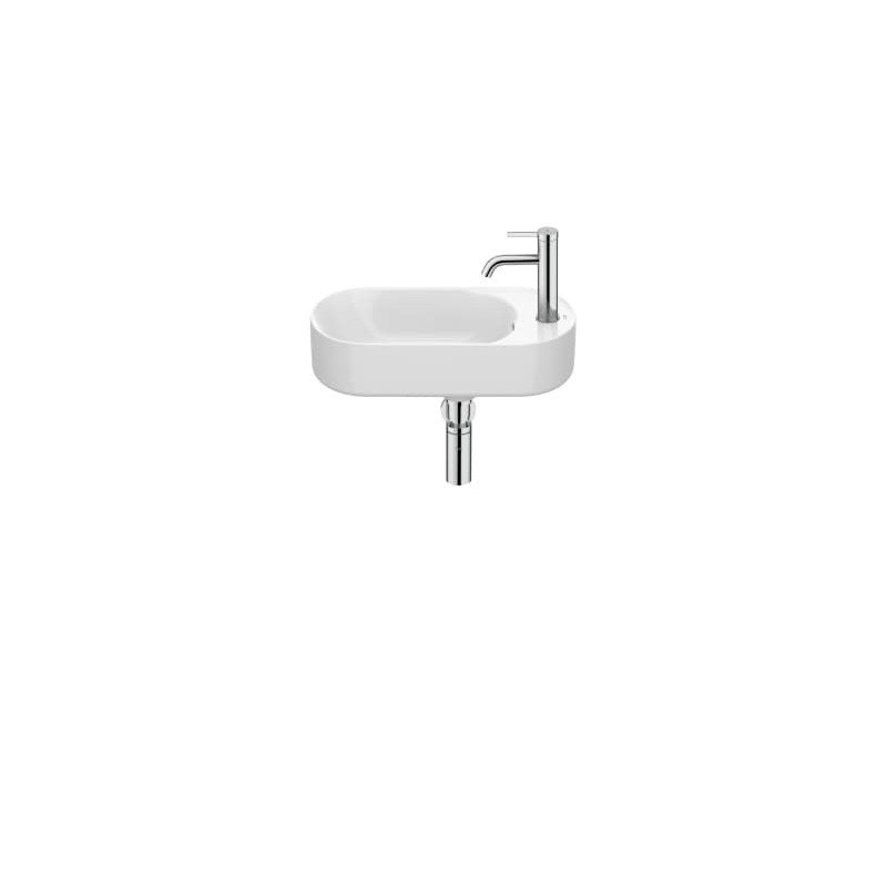 Lavabo asimétrico de Fineceramic® mural compacto - Blanco
