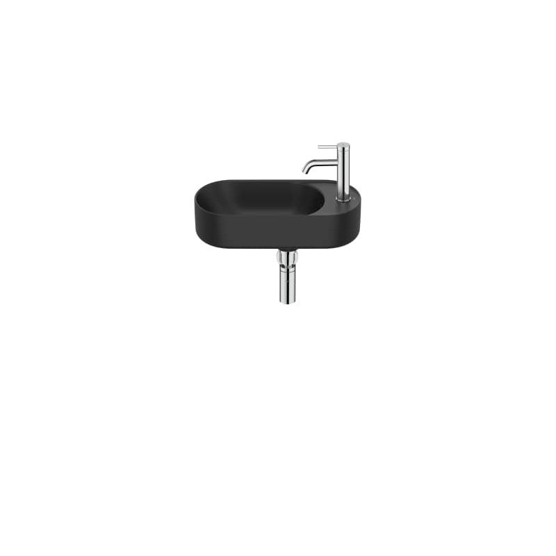 Lavabo asimétrico de Fineceramic® mural compacto - Negro mate