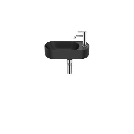 Lavabo asimétrico de Fineceramic® mural compacto - Negro mate