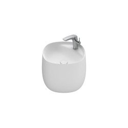 Lavabo de Fineceramic® mural con semipedestal integrado - Blanco mate