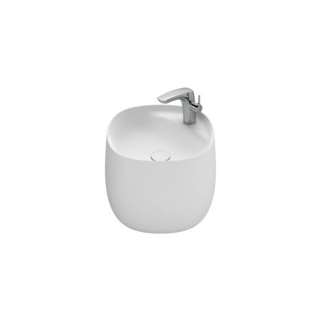 Lavabo de Fineceramic® mural con semipedestal integrado - Blanco mate